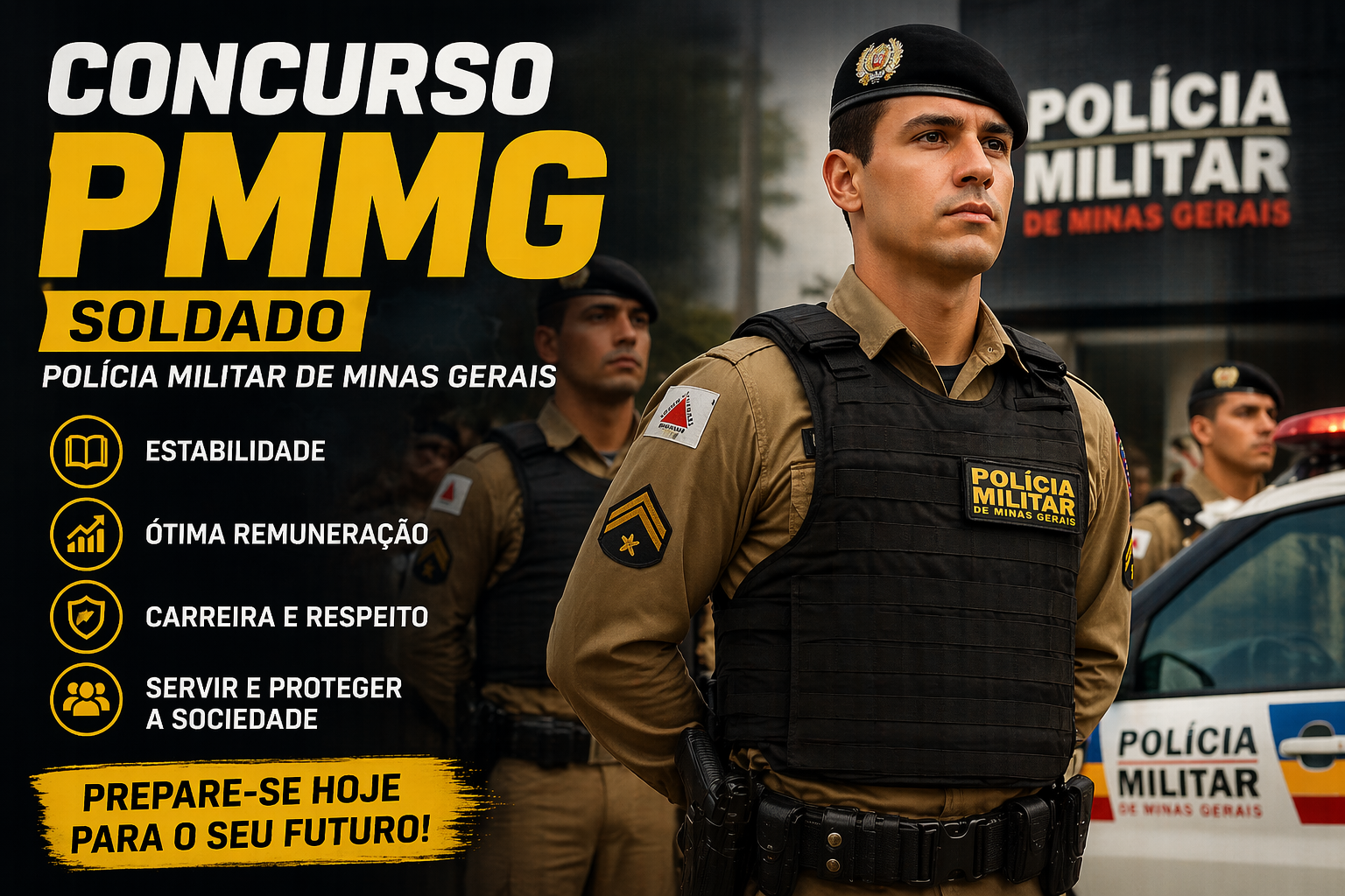 Concurso PMMG 2026: tudo sobre o edital para Soldado da Polícia Militar de Minas Gerais